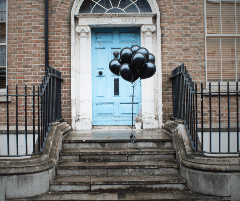 Black balloons float for Black Balloon Day in Dublin